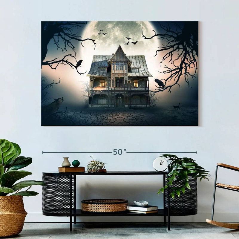 Ominous Haunted House, 34" H x 51" W