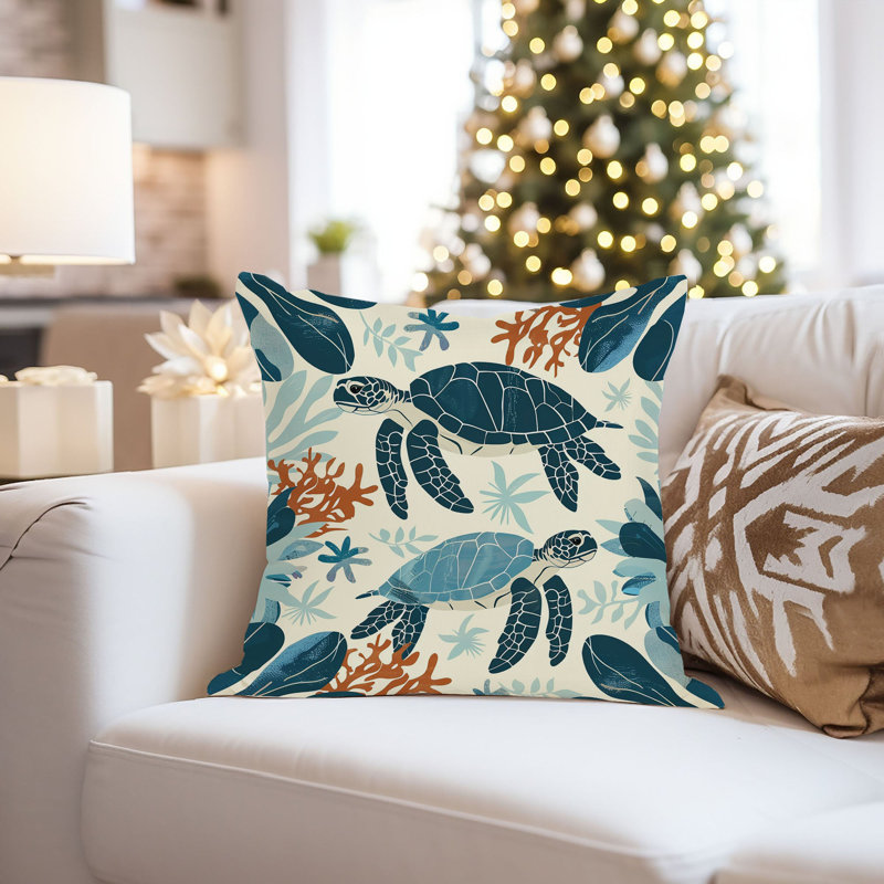 Sea Animals Turtle Pattern III Nautical and Coastal, 20"H x 20"W
