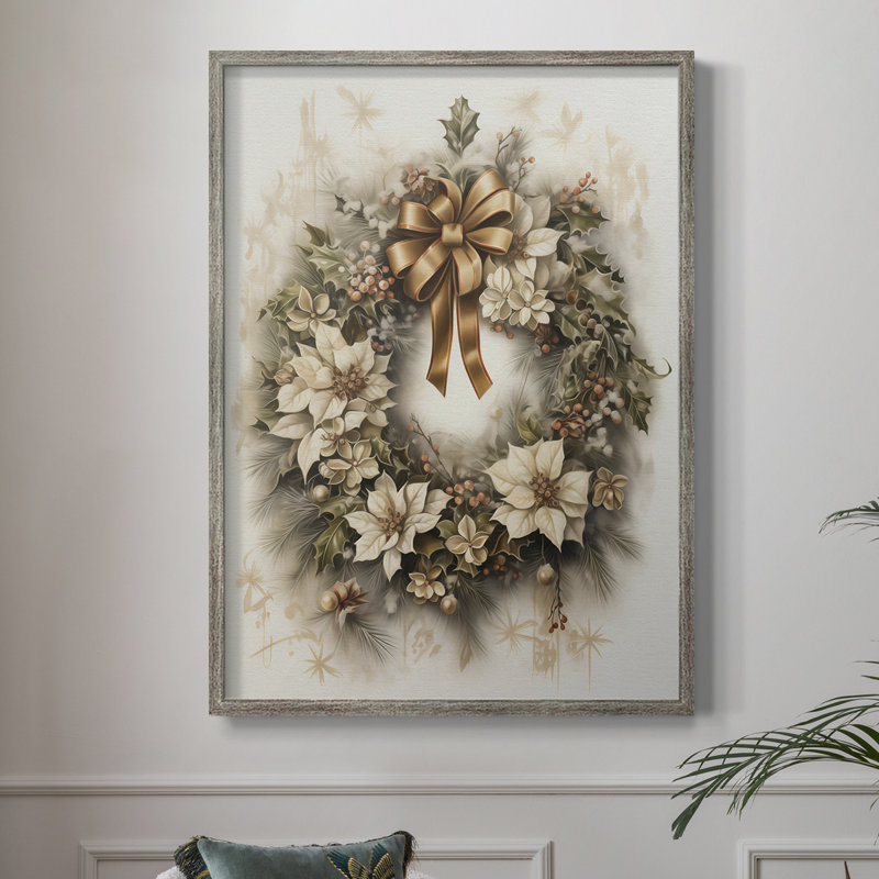 Reproduction encadrée de Noël des fêtes de Noël, art encadré - Bois massif, H 11 po x l 9 po