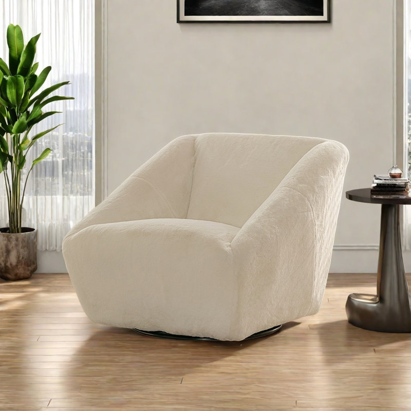 Confortable fauteuil pivotant à 360 °, Blanc cassé