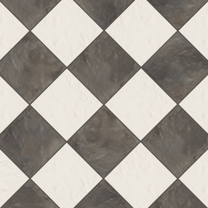 Carrelage en porcelaine 8x8 Autumn Essentials, Graphite / blanc