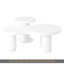 Ensemble de 2 tables basses gigognes faciles à assembler, de couleur crème avec une petite table d'appoint ronde, une table centrale irrégulière avec des pieds épais pour le salon, blanc, 39,3 po x 13,7 po, Φ 15,7 po