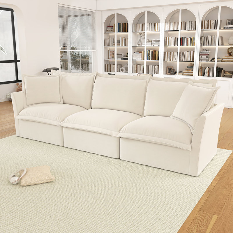 Grand canapé moderne et confortable, Chenille blanche