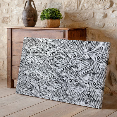 Canvas Create A Seamless Geometric Pattern Featuring A Series Of Interlocking Wall Art Hexagons Each Composed Of Intricate Parallel Canvas Wall Art