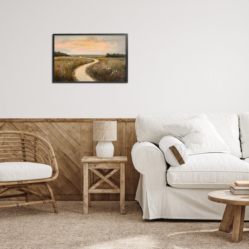 Path to Sunset View, estampe numérique, design par Franklyn Gregory, H 12 po x l 18 po, Giclée encadrée noir minuit