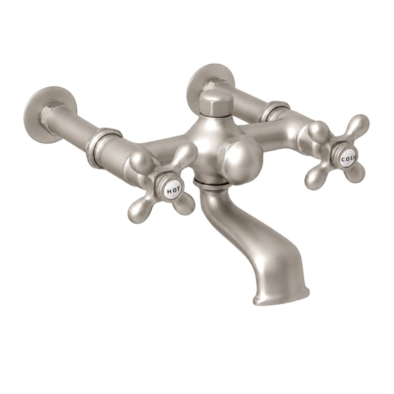 3 Handle Bathroom Clawfoot Tub Faucet with Diverter, Matte Nickel