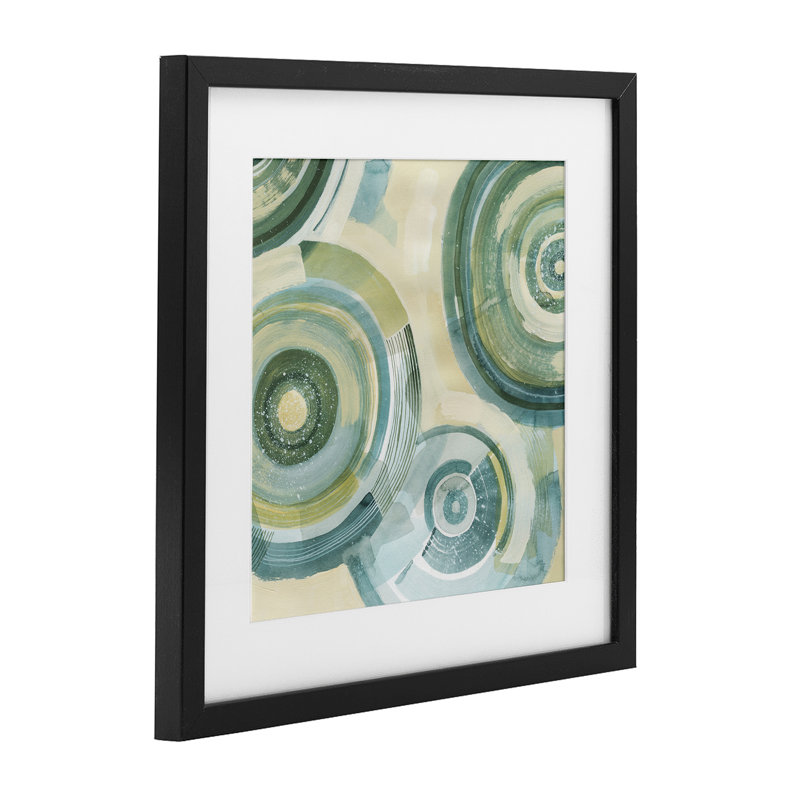 «Yellow Passiflora Circles», reproduction imprimée sous verre encadrée par Grace Popp, H 13 po x l 13 po, Cadre noir minuit