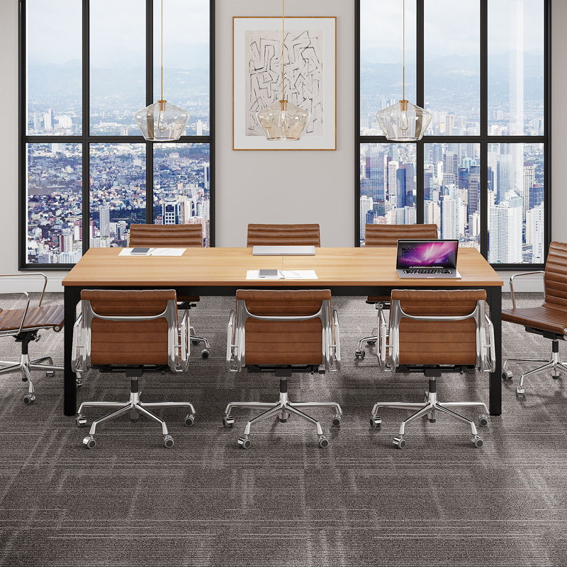 Louinis Rectangle Conference Table, Natural/Black