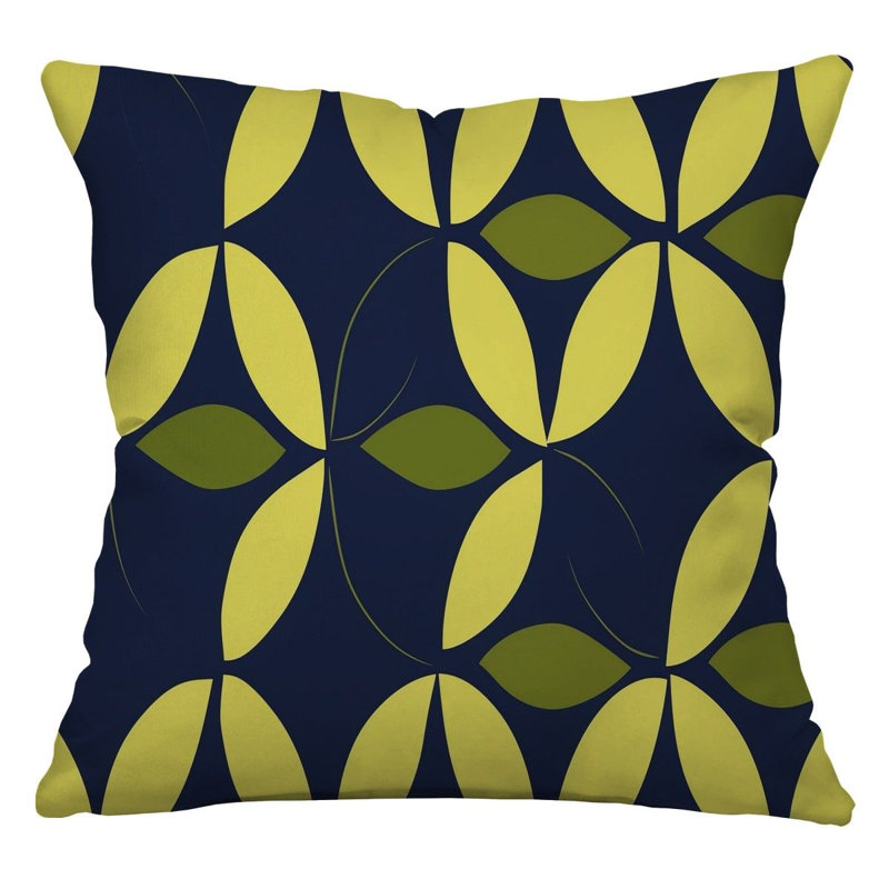 Leaf Patterns Cool Reversible Throw Pillow, 14"H x 14"W