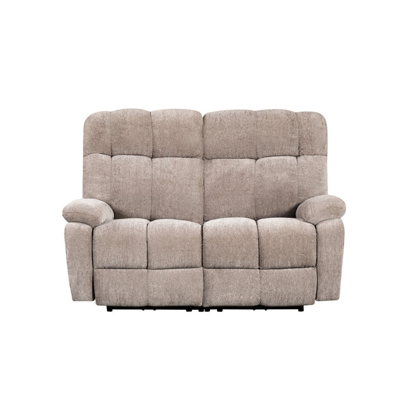 Fauteuil inclinable électrique 2 places à moteur en bois d'eucalyptus beige, rembourré de mousse, d'une capacité de 300 lb