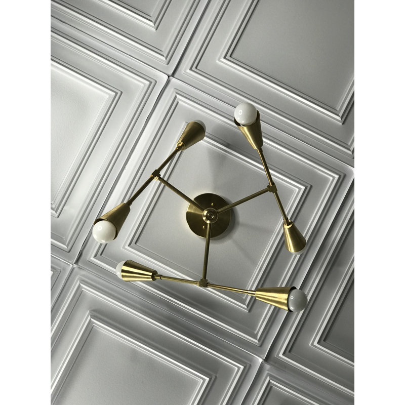 Lustree linéaire 6 lumières spoutnik modern Neha, Laiton brut