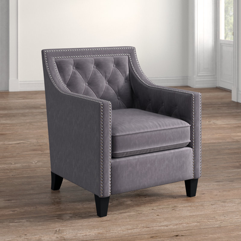 Fauteuil en polyester capitonné de 29 po de largeur Chilukki, Métal industriel