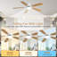 Ventilateur de plafond moderne de 52 pouces avec 3 lumières à DEL, Sofucor, ventilateur de plafond à 5 pales avec télécommande, ventilateur de chambre à coucher et ventilateur de salon, blanc-1820426883
