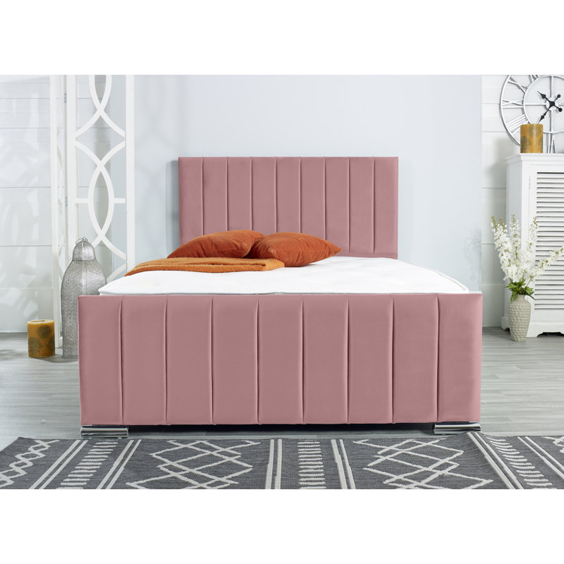 Klimek Upholstered Bed Frame, Small Double - W 129.5 x L 205.7cm, Pink