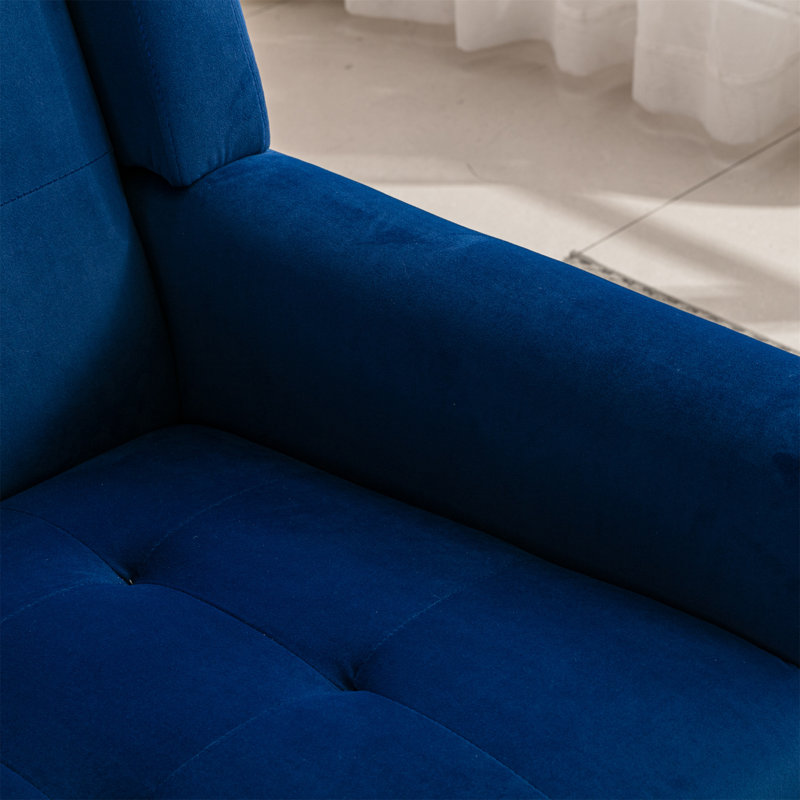 Fauteuil d'appoint Bolanle, Velours bleu royal
