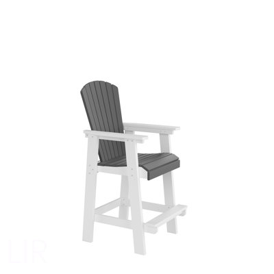 HDPE Bar Chair, Outdoor Tall Adirondack Chairs Set Of 2, Patio Bar Stool Chair With High Back White + Gray, Set Of 2, Chair