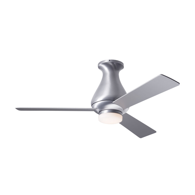 Altus LED Flush Mount Ceiling Fan, Brushed Aluminum, Fan Speed and Light Control (2-wire) , Aluminum