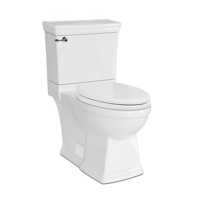 Strada Two-Piece High  Efficiency Compact Elongated Toilet, Epa Watersense Certified, Seat Included And  Polished Chrome Flush Lever