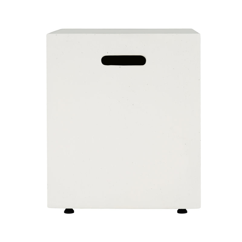 16X20 Inch White Side Table As A Tank Holder, Modern Design, Lightweight Concrete, Solid Metal Stand, No Assembly Needed That Can Be Assembly, Fits Decor