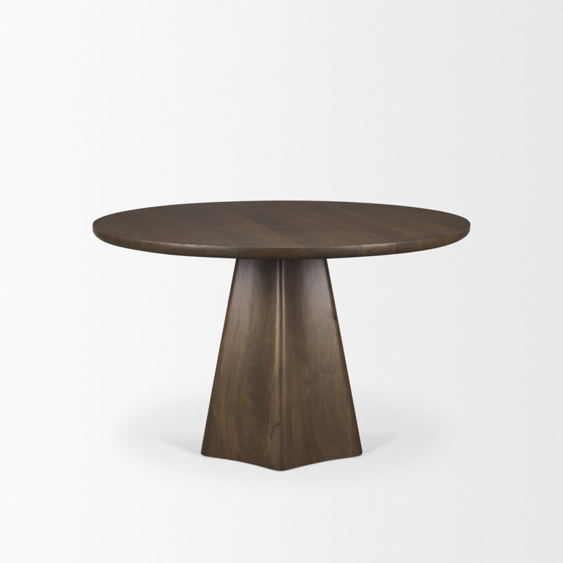 Jovani 48" Solid Light Brown Mango Wood Round Dining Table, 30"H x 48"L x 48"W, Dark Brown