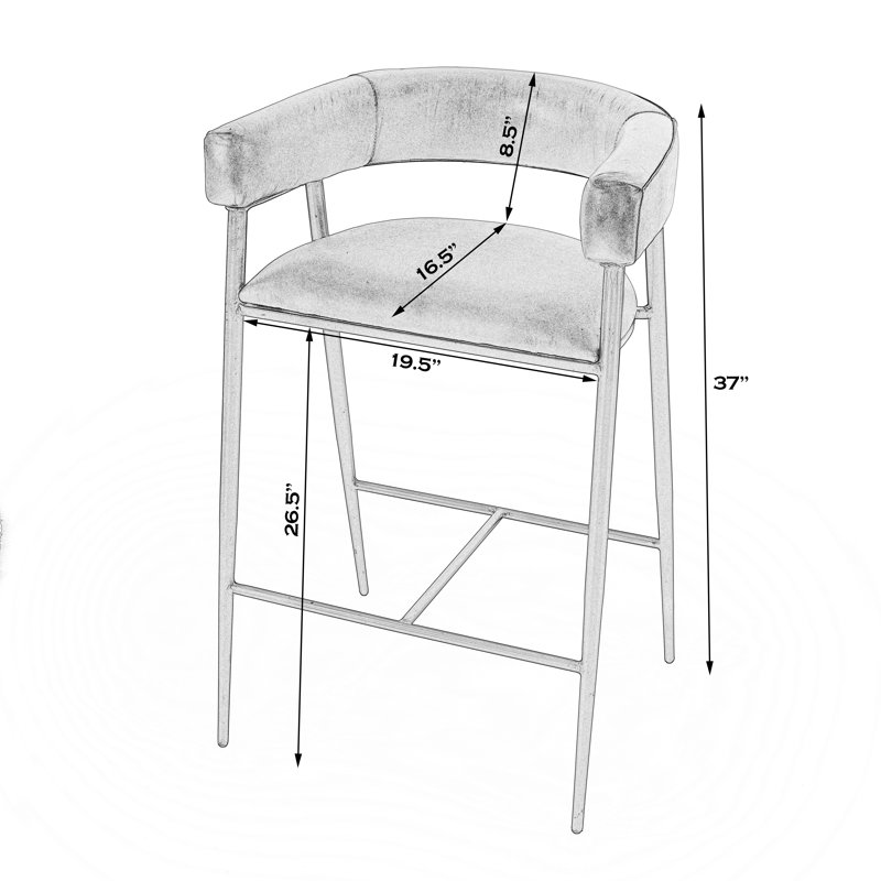 Dallas Leather and Iron cushioned 28.5" Bar Stool