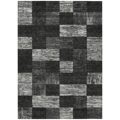 Elise Black Washable Indoor-Outdoor Rug - 