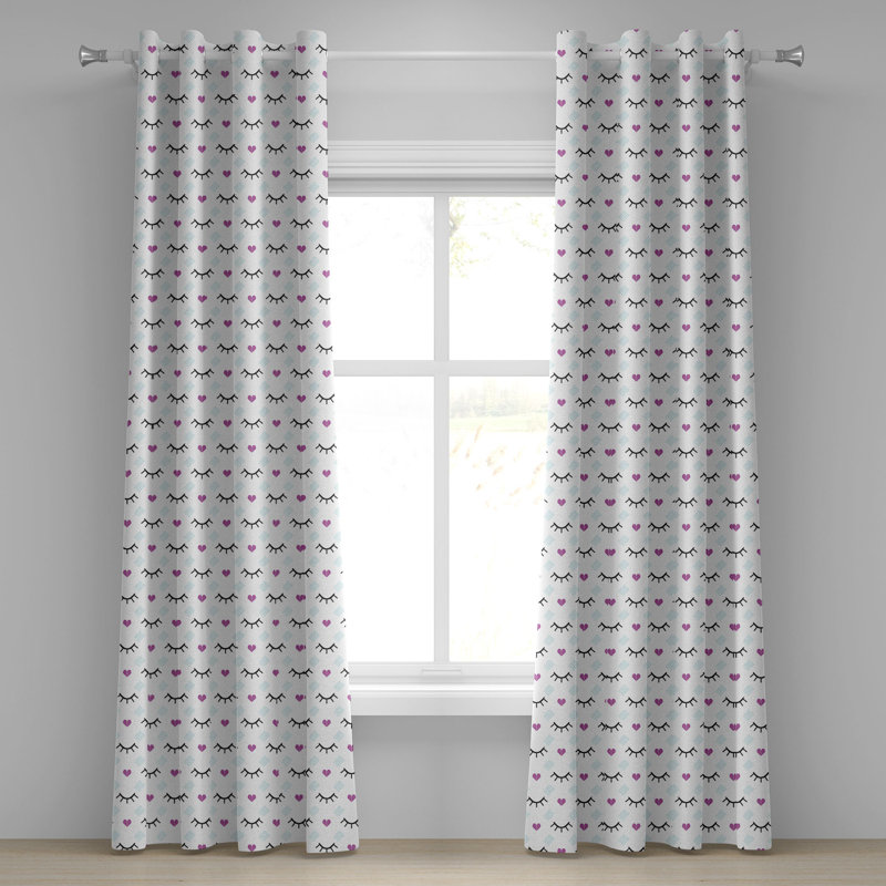 Rideau à cils avec œillets 2 panneaux Dakota Fields, 50 po, fuchsia / bleu pâle / noir, L 50 po x L 72 po