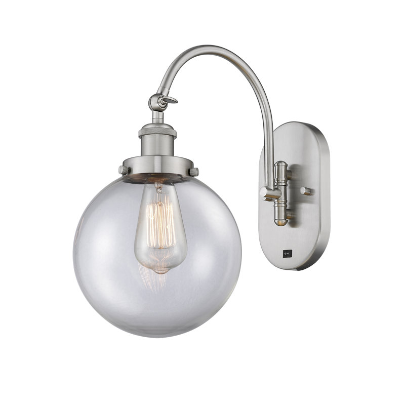 Shauna Swing Arm Sconce, LED, Clear, Brushed Satin Nickel
