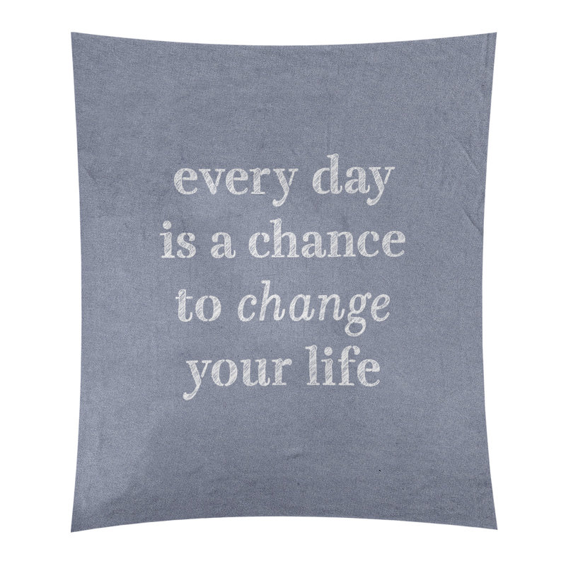Tapisserie en polyester changer votre citation vie, H 104 po x l 88 po, Bleu / blanc