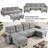 Multi-Functional Modular Sofa,Convertible L/U-Shaped Couch With Movable Ottomans, USB Ports & Foldable Side Tables-1535909320