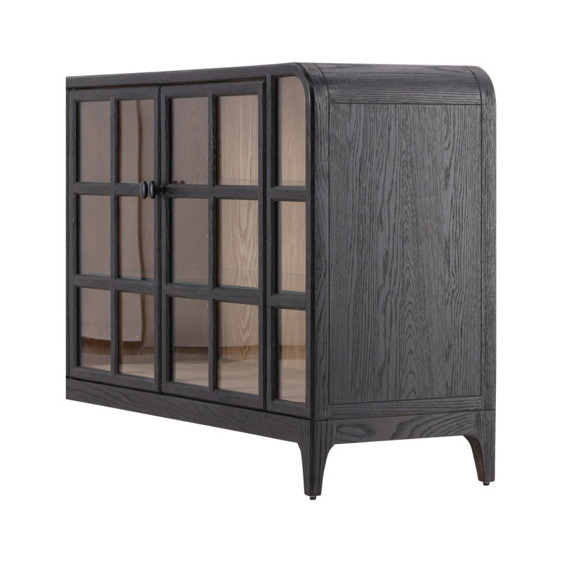Furniture Classics Avora Chocolate Oak Glass Sideboard Buffet