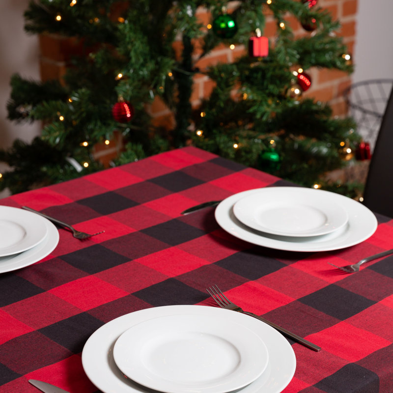 Krueger Checkered 100% Cotton Square Tablecloth