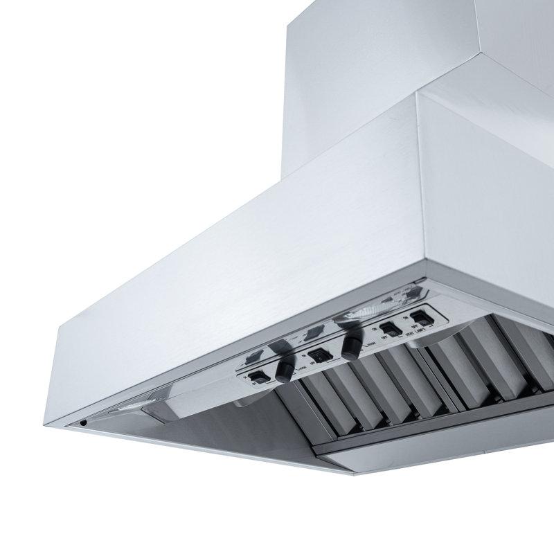 Hotte de cuisine murale PROLINE de 42 pouces, CFM variable, acier inoxydable, lumières halogènes, moteur de soufflage ULTRA-SILENCIEUX, 4 vitesses, garantie de 3 ans