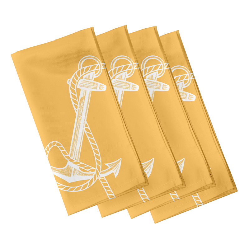 Ensemble de serviettes de table 4 pièces à imprimé ancré Hancock, Jaune