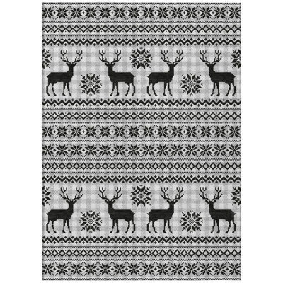 Tapis intérieur lavable pour l'extérieur 5 pi x 8 pi noir et ivoire