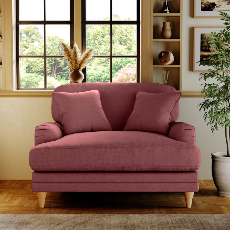 Elfur Upholstered Chair And A Half, Plum, Country Oak