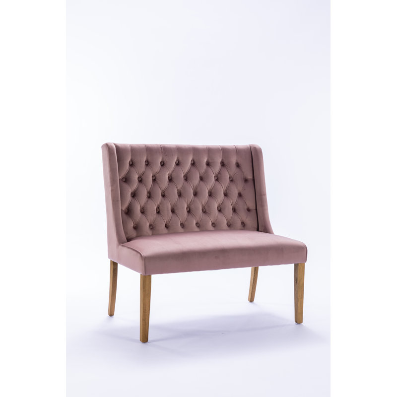 Mairead Upholstered Bench, 98cm H x 100cm W x 66 cm D, Pink