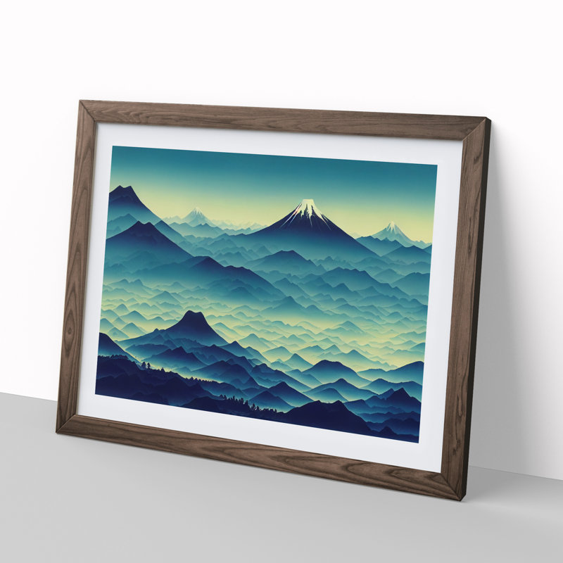 Beaming Japanese Mountains - Framed Print, Walnut, 34cm H x 46cm W x 2cm D