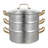 3-Tier Stainless Steel Steamer Pot with Glass Lid Large Capacity Multi-Layer Steamer Set for Gas and Induction Cooktops