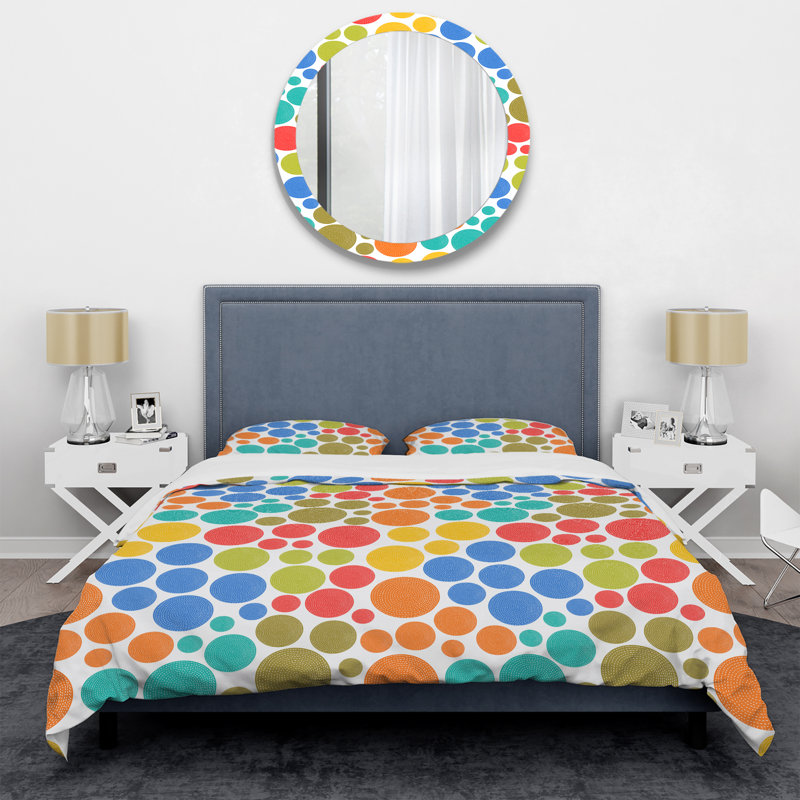 Ensemble de housse de couette en microfibre rouge / orange / bleu 2 pièces, Housse de couette pour très grand lit et 2 très
