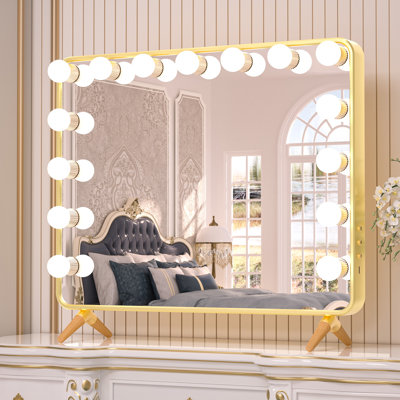 Brookmere LED Lighted Hollywood Makeup Mirror with USB Port Wall Mounted Vanity Mirror -  Mercer41, C84D997A2F8C4919B207643E5F2B5858