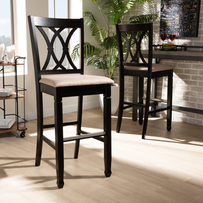 Upholstered Counter Stool with Solid Wood Frame