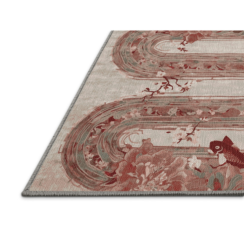 Machine Washable Brown Area Rug, Rectangle 3' x 5'