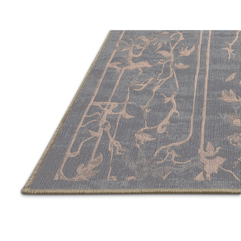 Machine Washable Beige Area Rug, Rectangle 6' x 9'