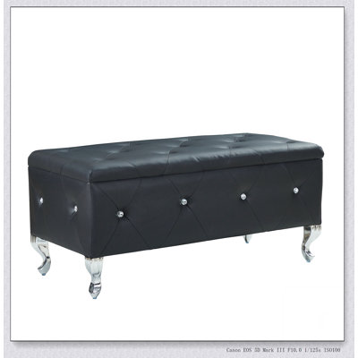 Upholstered Storage Ottoman Bench For Bedroom End Of Bed Faux Leather Rectangular Storage