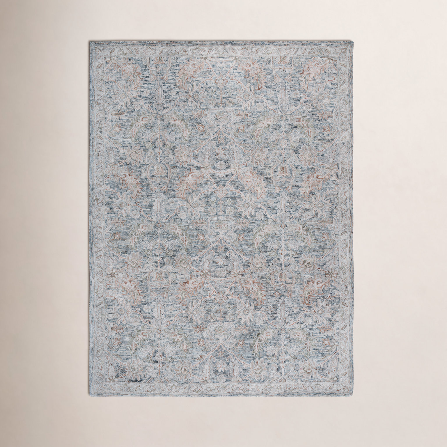 Teal Green Hand-Tufted Wool Oriental Rug, Rectangle 5' x 8'