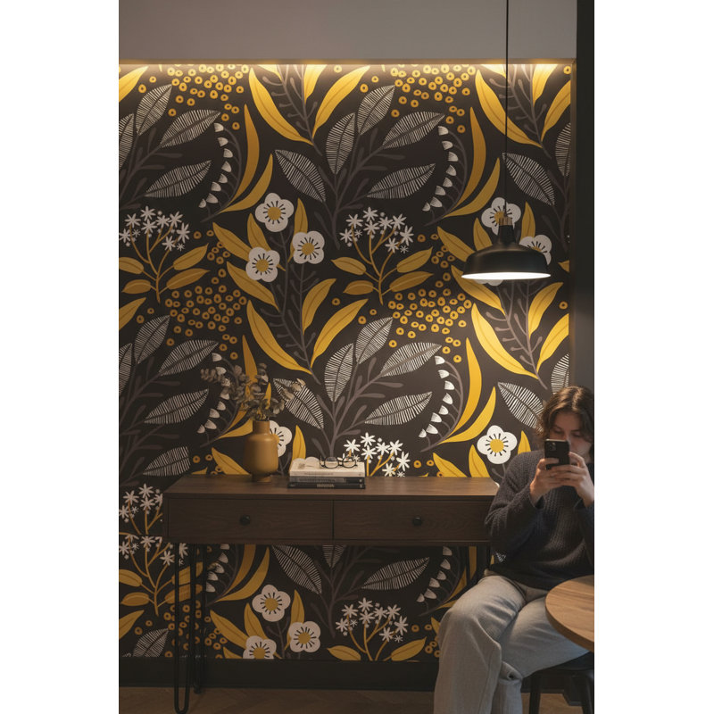 Papier peint floral abstrait, murale décorative moderne