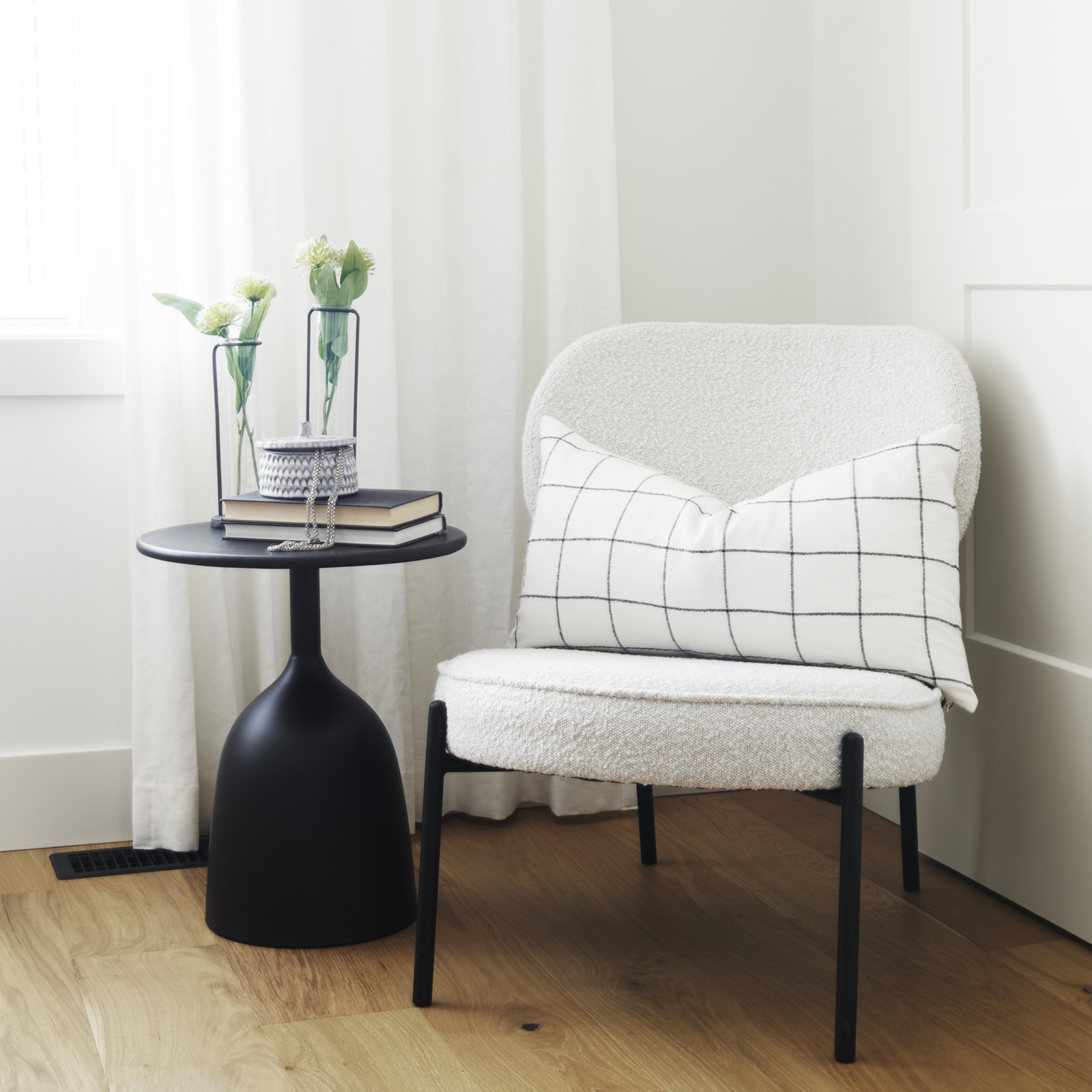 August Iron End Table, 19.7"H x 16.5"L x 16.5"W
