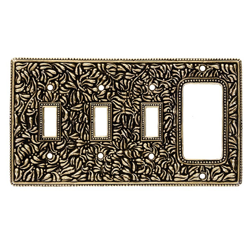 San Michele 4-Gang Toggle Light Switch / Rocker Combination Wall Plate, Antique Gold
