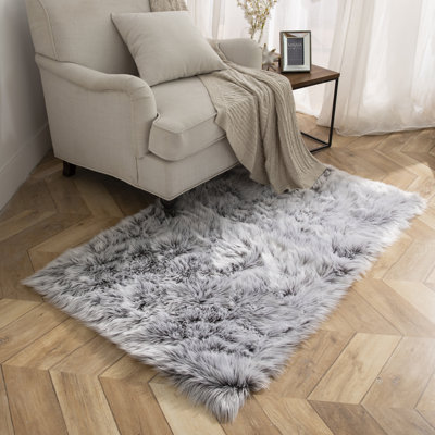 Tapis décoratif doux à poils longs en fausse peau de mouton, paquet de 1